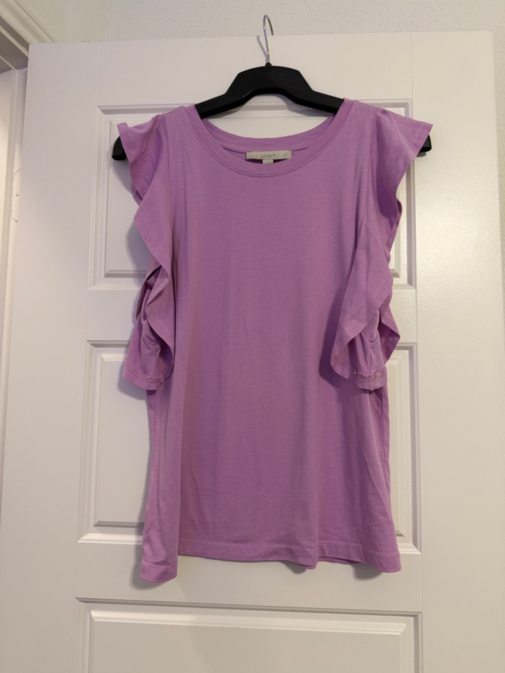 LOFT Lavender Ruffle Sleeve Tank Top